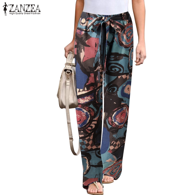 Quần Dài Ống Rộng ZANZEA In Họa Tiết Graffiti Thời Trang Dành Cho Nữ | BigBuy360 - bigbuy360.vn