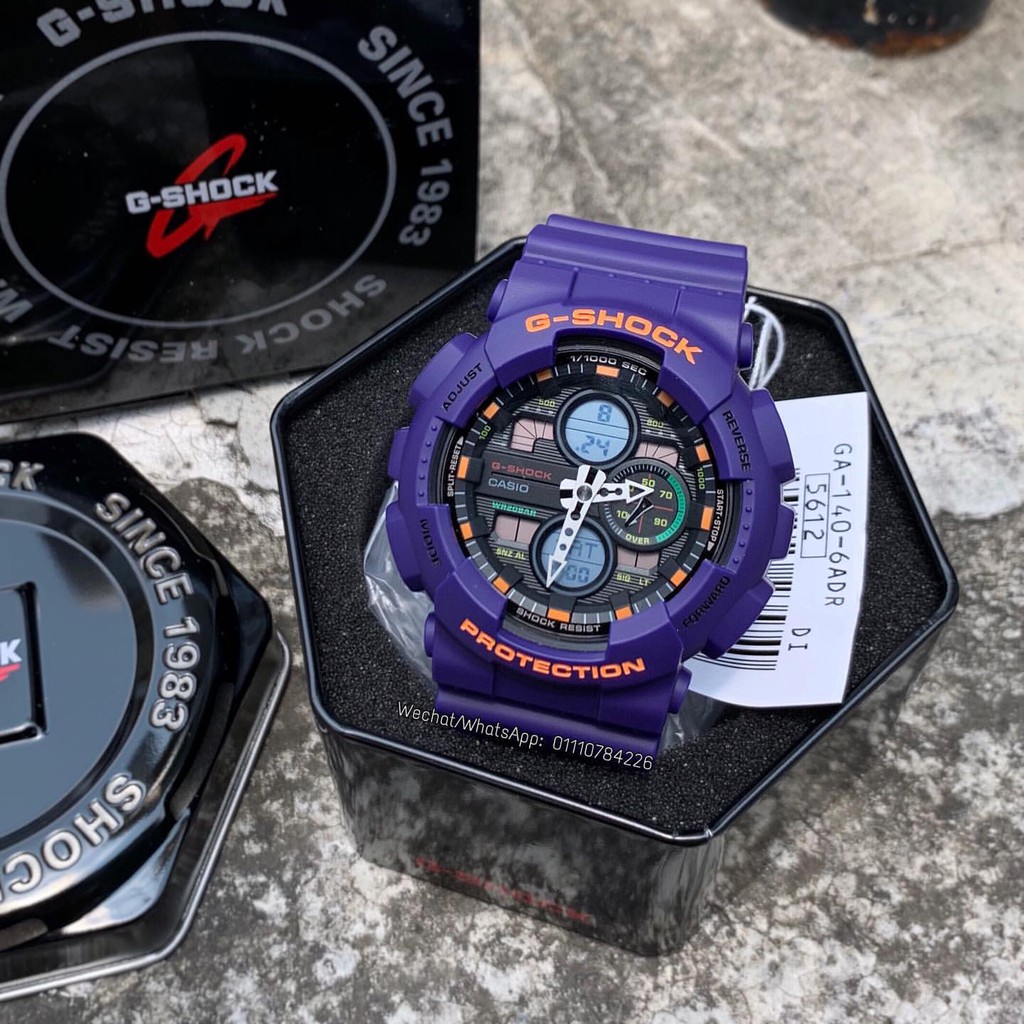 Đồng hồ nam Casio G Shock GA-140-6ADR Dây Nhựa Màu Tím - Chống Nước 200m - Chống va