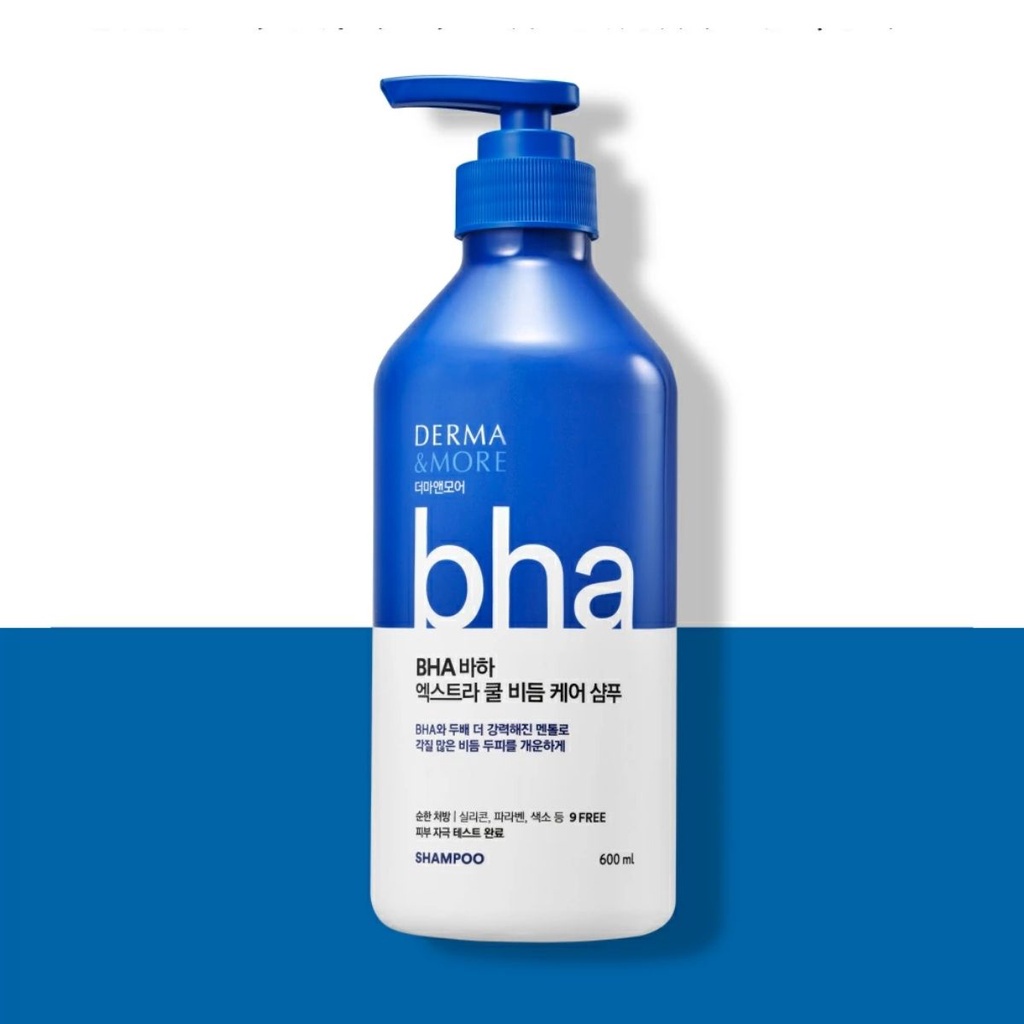 Dầu gội đầu Derma & More sạch gàu hết ngứa BHA EXTRA COOL chiết xuất tinh dầu bạc hà làm sạch sâu cho da đầu 600ml