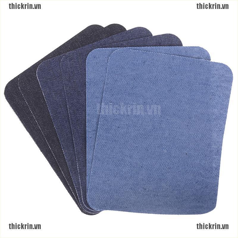 <Hot~new>6pcs Assorted Cotton Jeans Repair Kit 3Color Iron On Denim Patch Sewing Applique