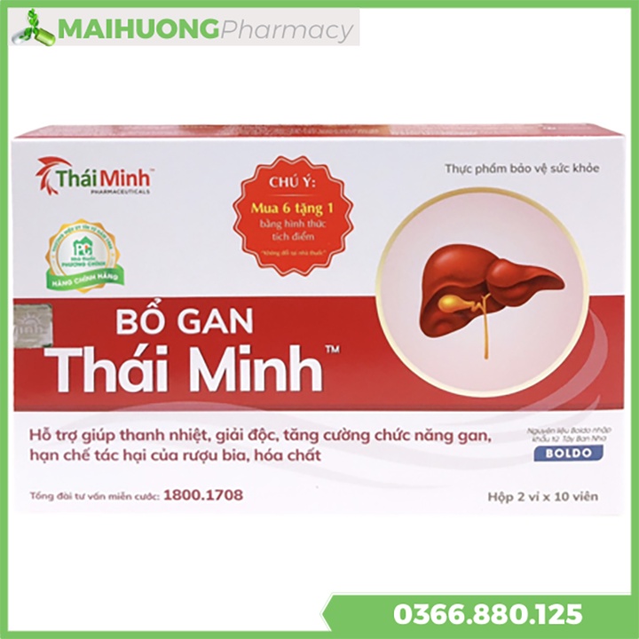 Bổ Gan Thái Minh hộp 20 viên , Hỗ trợ cho bệnh nhân bị tăng men gan,Gan nhiễm độc.