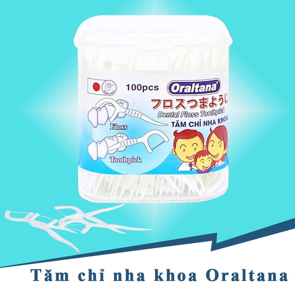 Tăm chỉ nha khoa Oraltana - Tăm kẽ răng, xỉa răng, chăm sóc răng lợi tiêu chuẩn xuất Nhật - Lọ 100 que