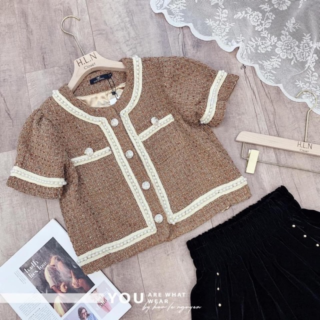 ÁO DẠ TWEED DÁNG CRT MÀU NÂU ĐỒNG