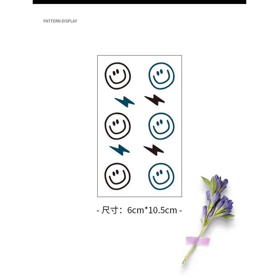 Hình xăm dán Tatto hình mặt cười, tia sét C01