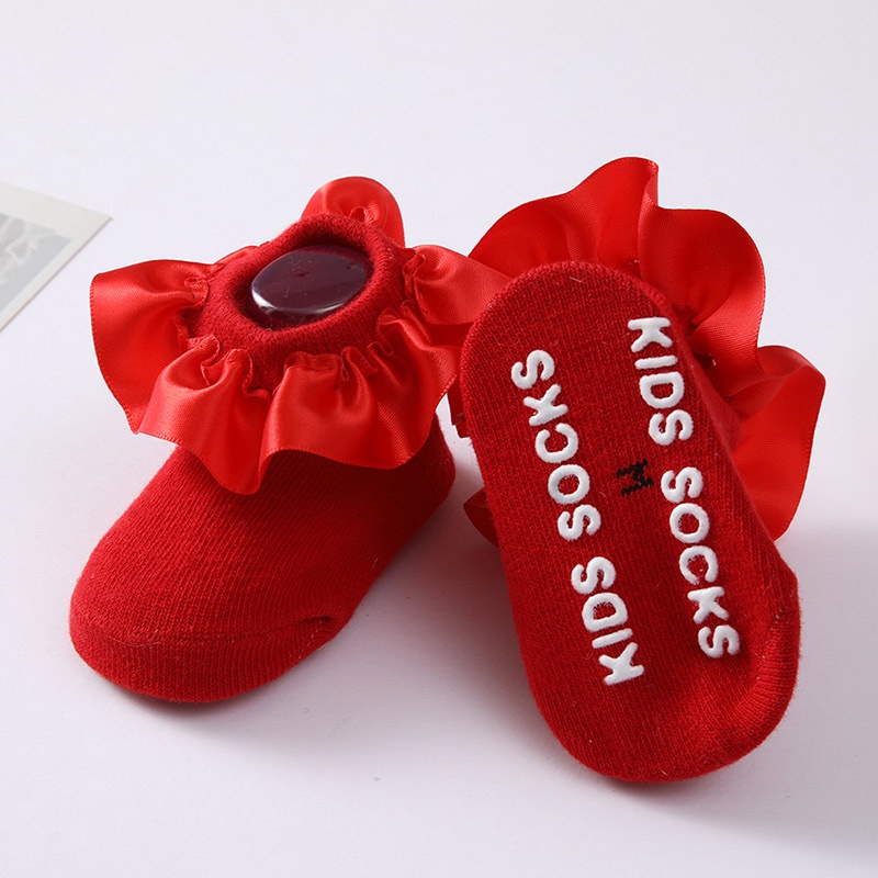 Vớ Cotton Cổ Thấp Màu Trơn Thoáng Khí Chống Trượt Dễ Thương Cho Bé Gái