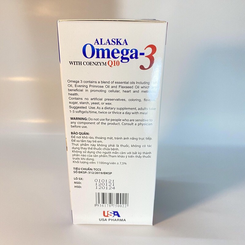 Viên dầu cá Alaska Omega 3 bổ não, sáng mắt, khỏe tim mạch Hộp Trắng 100 viên