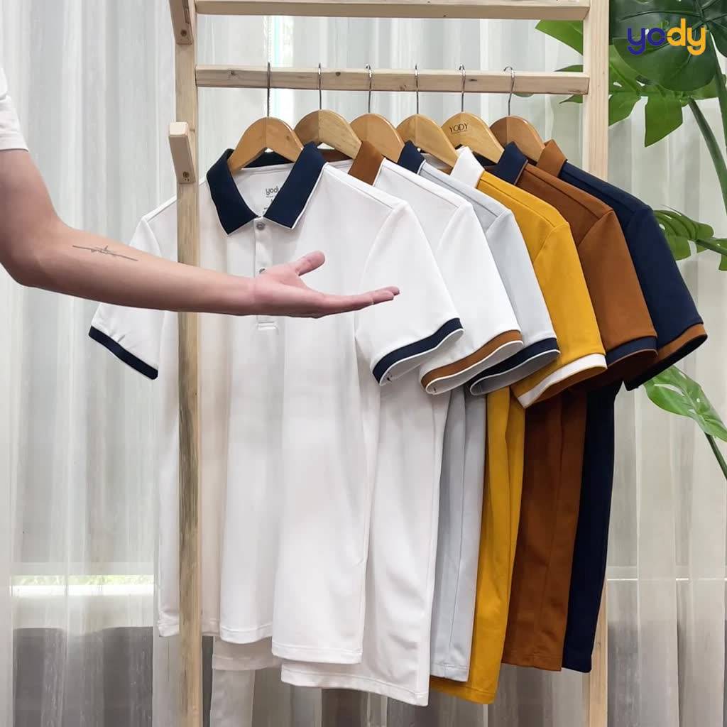 Áo polo YODY nam thấm hút tốt áo phông chất liệu cafe chống tia UV hữu hiệu APM3635