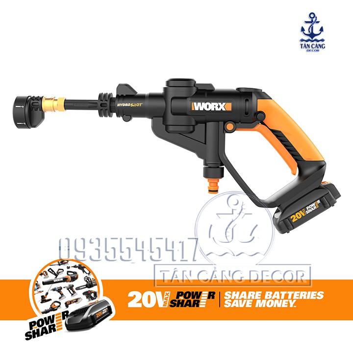 Máy Rửa Xe Xịt Áp Lực Pin WORX HYDROSHOT WG629