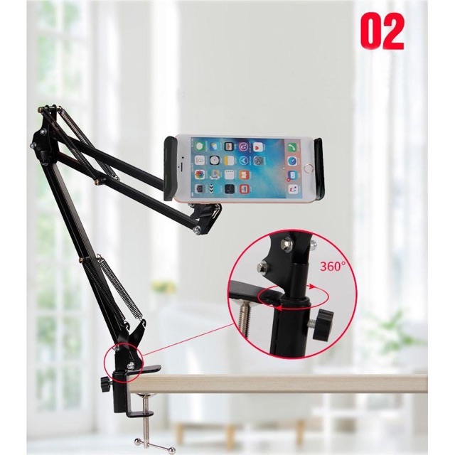 Giá Đỡ Điện Thoại, Kẹp Điện Thoại, Ipad Đa Năng Xoay 360 Độ 3 Khớp Điều Chỉnh Cao Cấp (Đen)