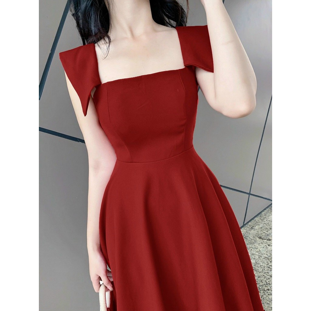 ĐẦM XOÈ CỔ VUÔNG TAY CON CÁNH TIÊN - 20Xcloset