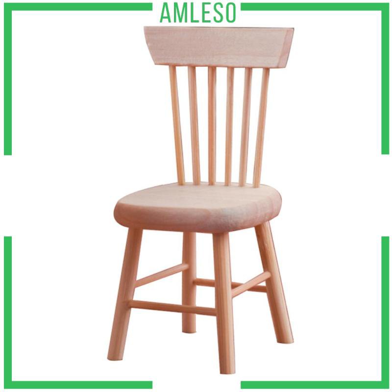 Mô hình ghế ngồi bàn ăn bằng gỗ không sơn thủ công trang trí nhà cửa