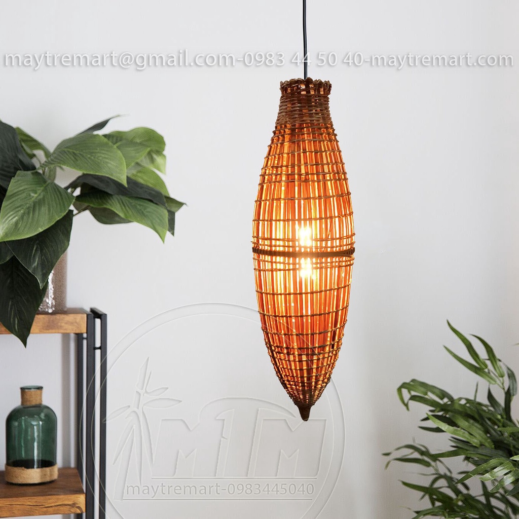 Đèn tre đó bụng MTDT36 - Đèn mây tre, Đèn trang trí, Đèn treo thả