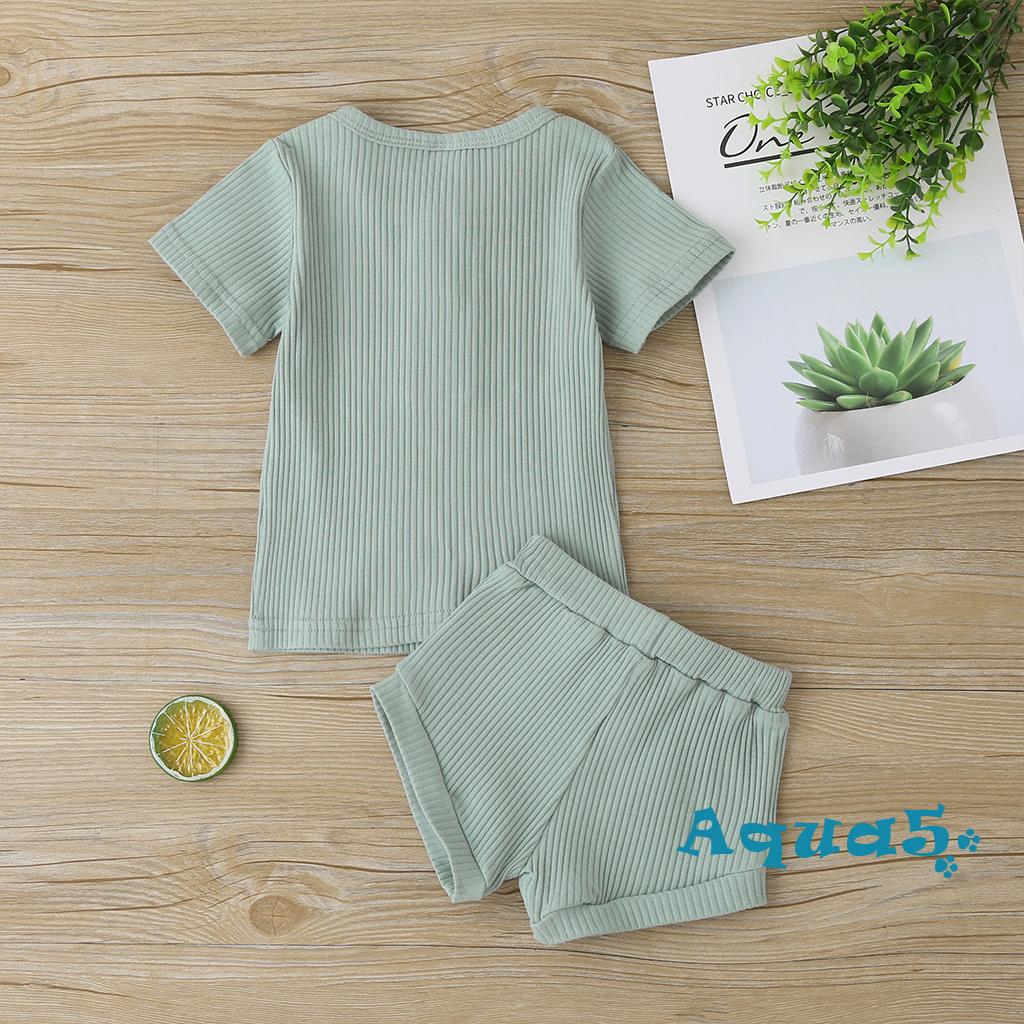 Set Áo Thun Tay Ngắn & Quần Short Cho Bé Trai & Gái Sơ Sinh Từ 0-24 Tháng Tuổi