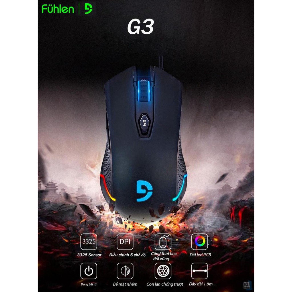 Chuột Gaming FUHLEN G3 Led RGB - Hàng Chính Hãng