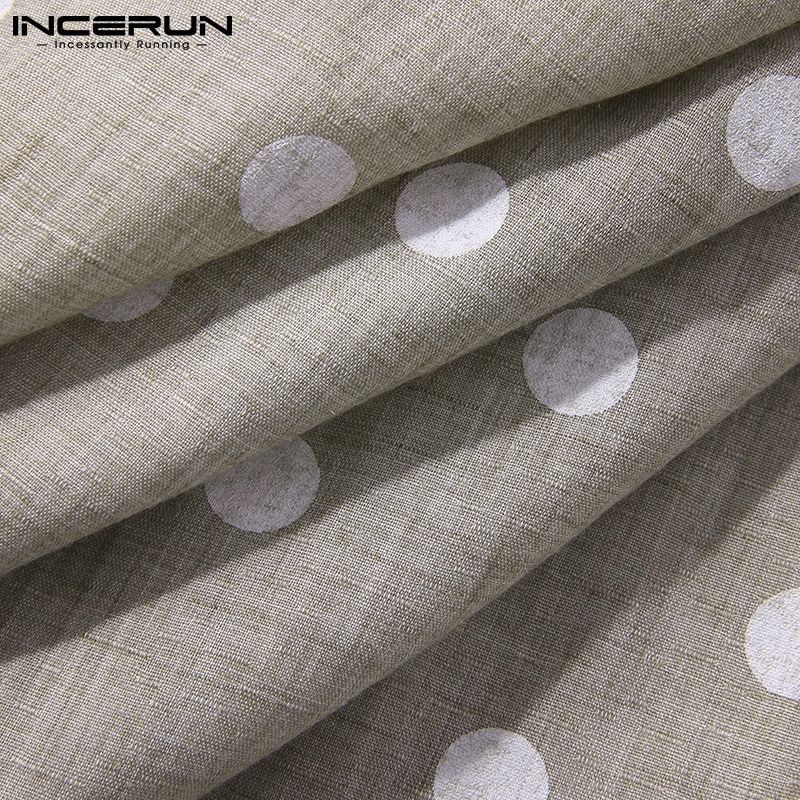 Áo sơ mi INCERUN dáng rộng tay dài họa tiết chấm bi thời trang vintage cho nam