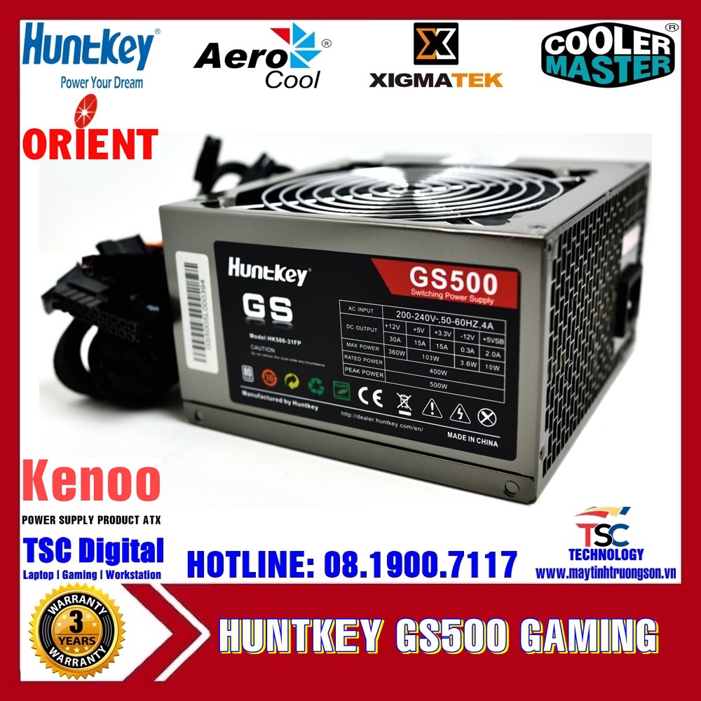 Nguồn Máy Tính Huntkey GS500 500W Bảo Hành 3 Năm | Sản Phẩm Lý Tưởng Cho Hệ Thống Game-Net