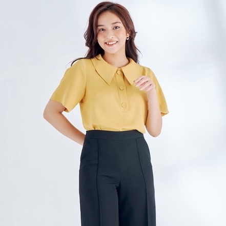 Áo Sơ Mi Công Sở Nữ HeraDG Thiết Kế Tay Cộc Cổ Bản To Hiện Đại, Chất Vải Cao Cấp Chống Nhăn Xù SAKBA011