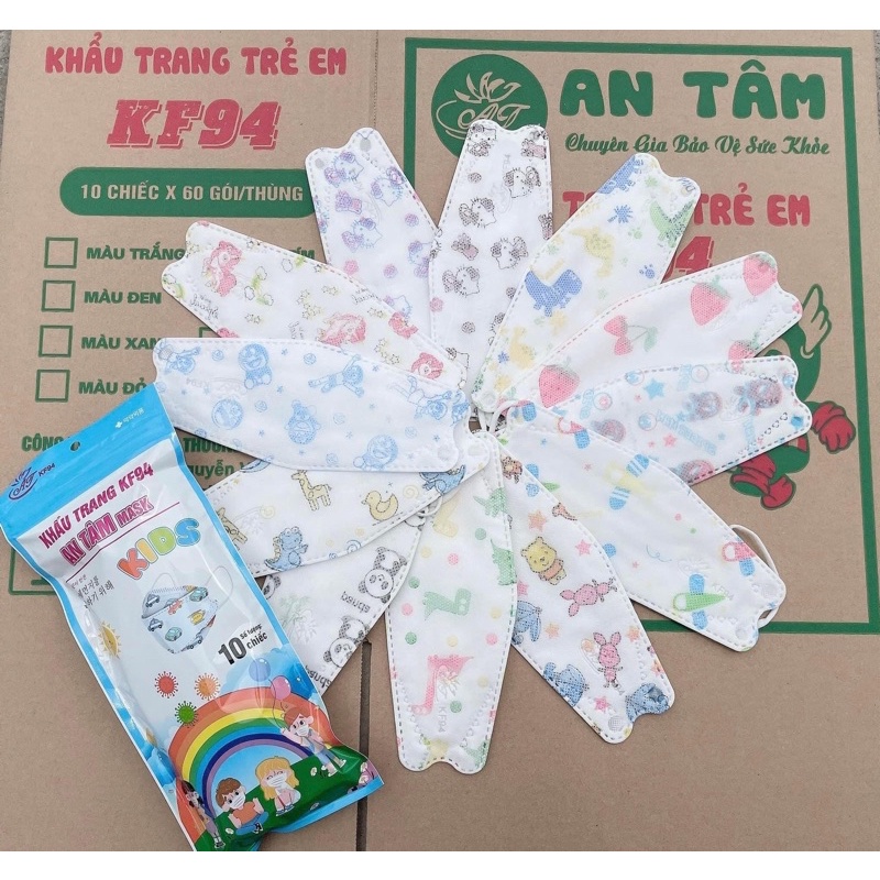 Gói 10 khẩu trang KF94 An Tâm kháng khuẩn cho bé 3-10 tuổi