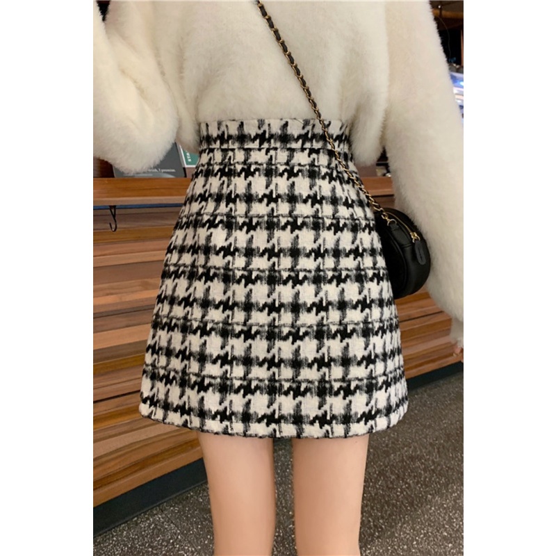 Chân váy dạ tweed cạp cao họa tiết siêu xinh phong cách Hàn Quốc _ hàng ORDER