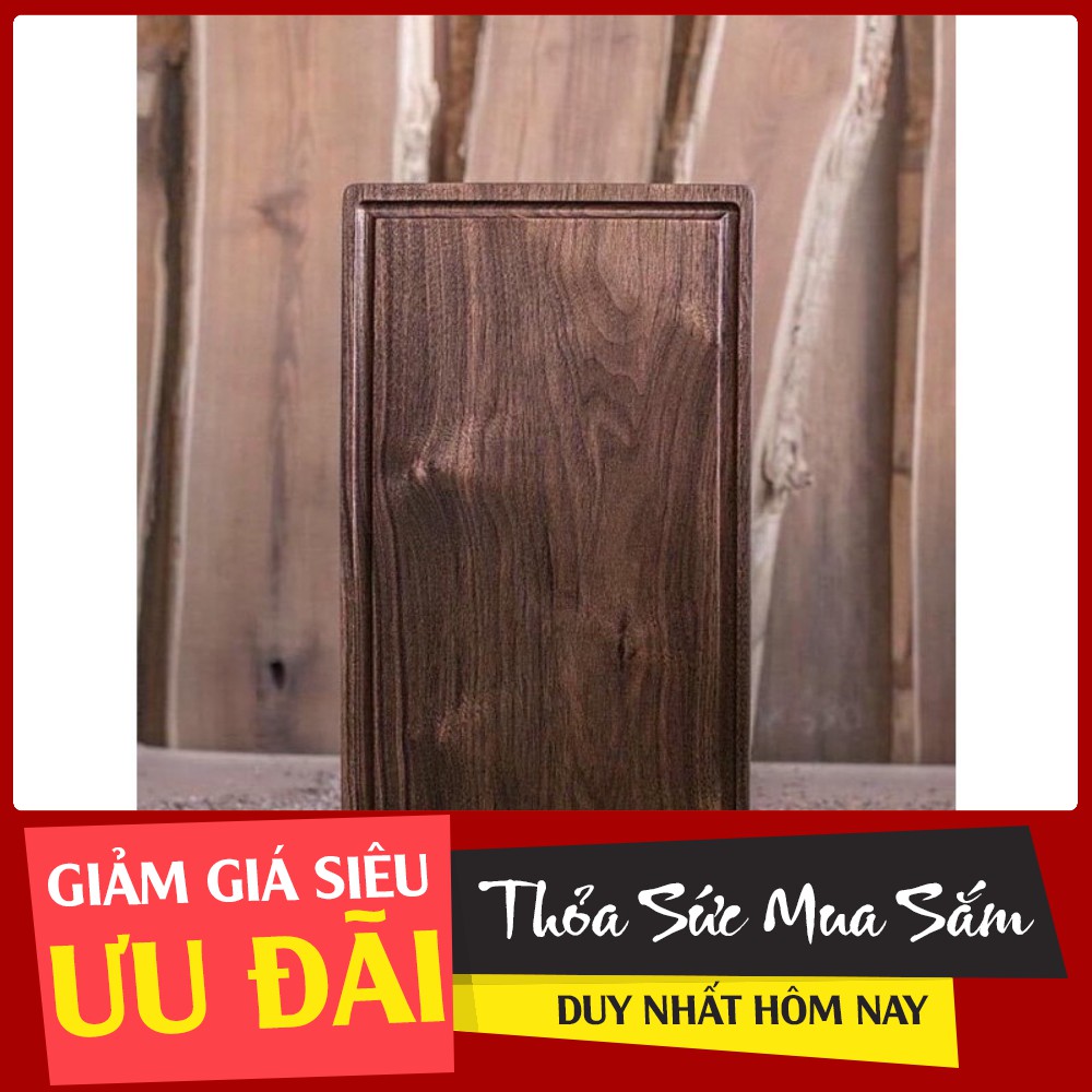 GIÁ RẺ NHẤT Khay thớt gỗ óc chó hình chữ nhật có khoét rãnh