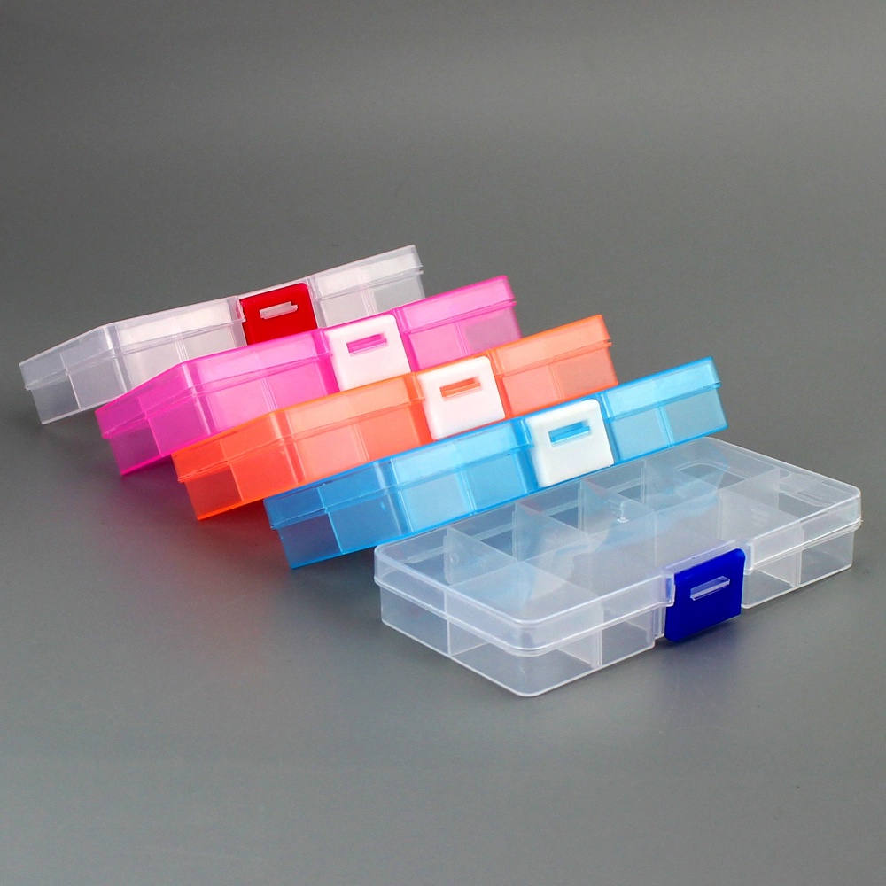 Hộp nhựa trong suốt 10 ngăn đựng phụ kiện câu cá tiện lợi