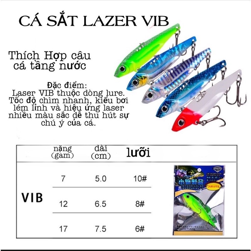 Mồi cá lure/Cá sắt Vib Lazer_Mồi câu cá lóc