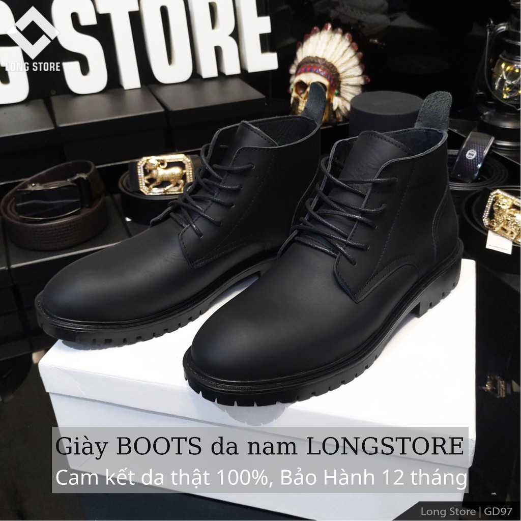 Giày nam cổ cao da bò thật LONGSRORE boot nam cao cấp tăng chiều cao 4cm bảo hành 12 tháng GD97