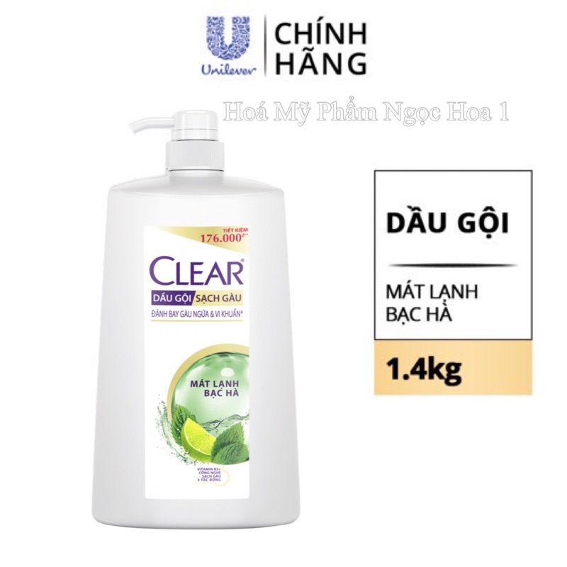 DẦU GỘI CLEAR MÁT LẠNH BẠC HÀ 1,4kg