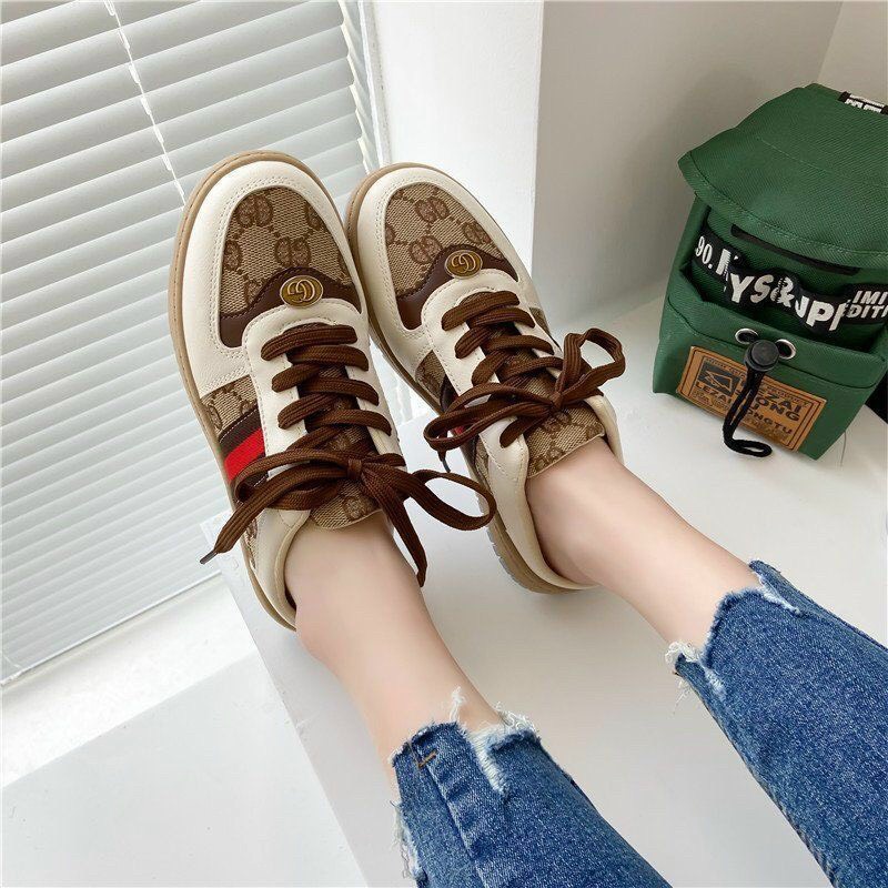 Giày thể thao nữ đế bằng cao 4cm mã SD01 mềm êm giá rẻ học sinh đi học đi chơi đơn giản màu đen trắng/xanh 010