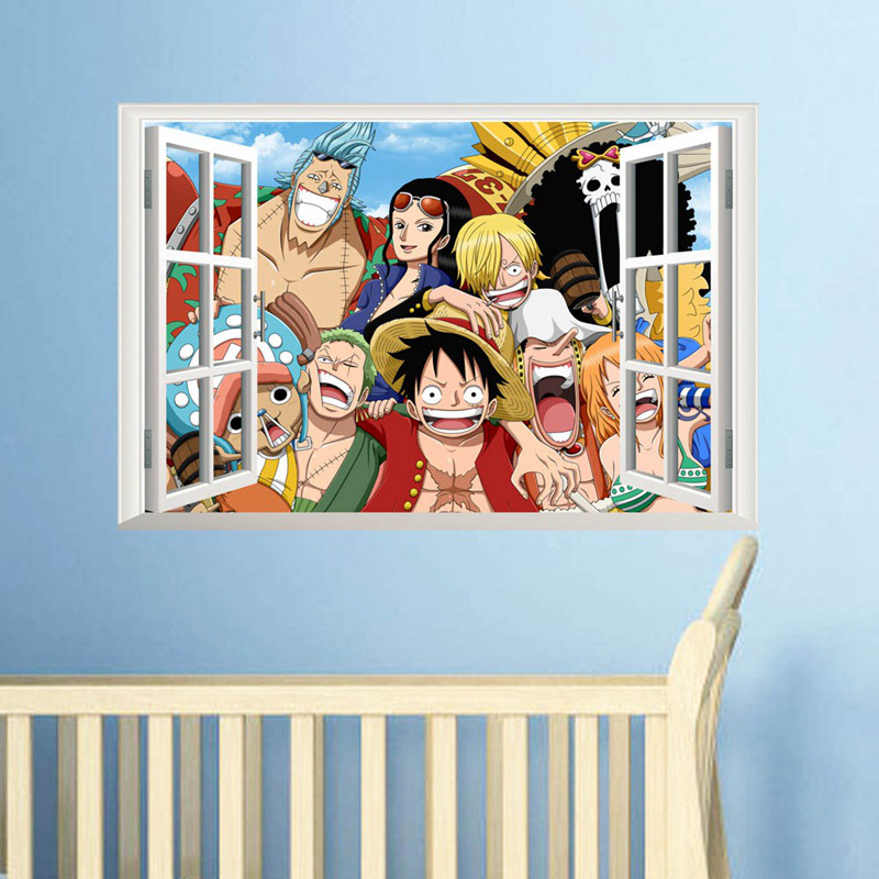 Nhãn Dán Tường Trang Trí Hình Nhân Vật Hoạt Hình One Piece 3d