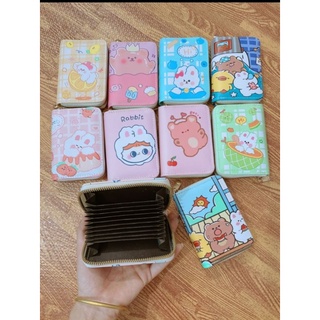 Ví da PU cầm tay đựng thẻ nhiều ngăn , ví cô gái hoạt hình siêu dễ thương