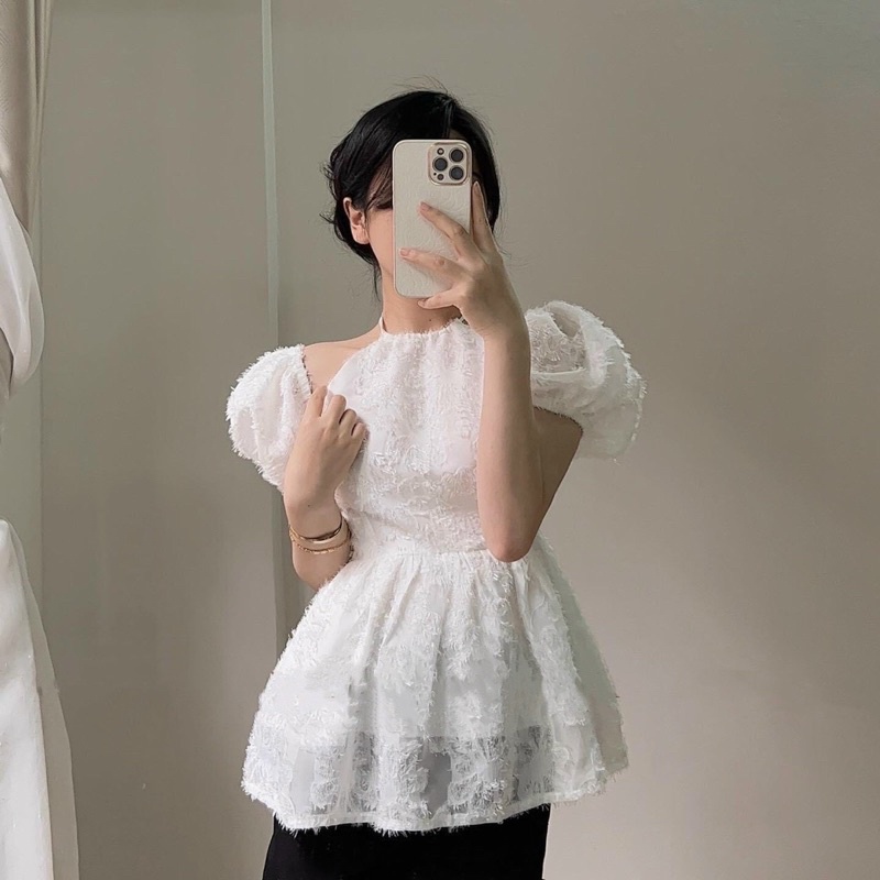 SET ÁO TƠ LÔNG CỔ YẾM TAY RỚT + QUẦN SHORT TAFTA
