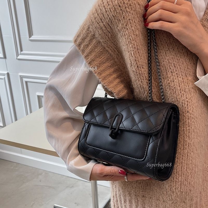 Túi Đeo Chéo Nữ ♥️FREESHIP♥️ Túi Xách Nữ Đeo Vai Phong Cách Hàn Quốc Dây Xích Đen HQ 54