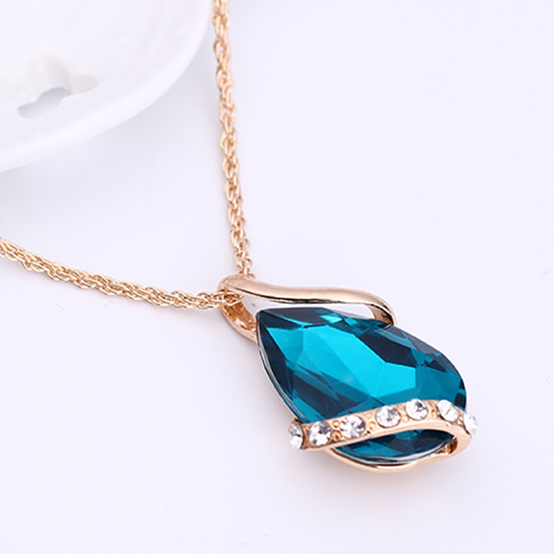 Bộ Vòng cổ Và Bông Tai Hình Giọt Nước Đính Đá Thời Trang Sang Trọng Dành Cho Nữ