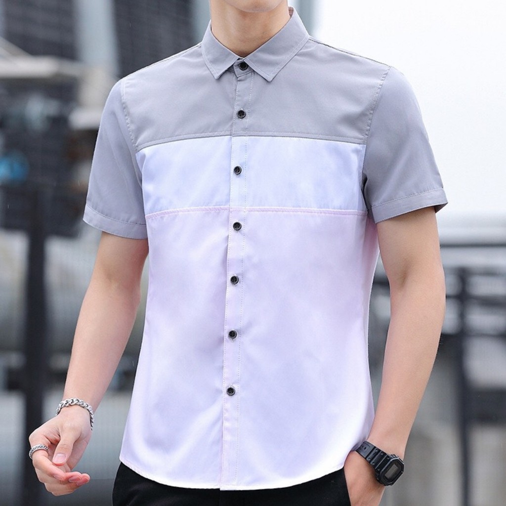 Áo sơ mi nam ngắn tay phối 3 màu tone Pastel Thời trang nam tính Top Fashion Shop | BigBuy360 - bigbuy360.vn