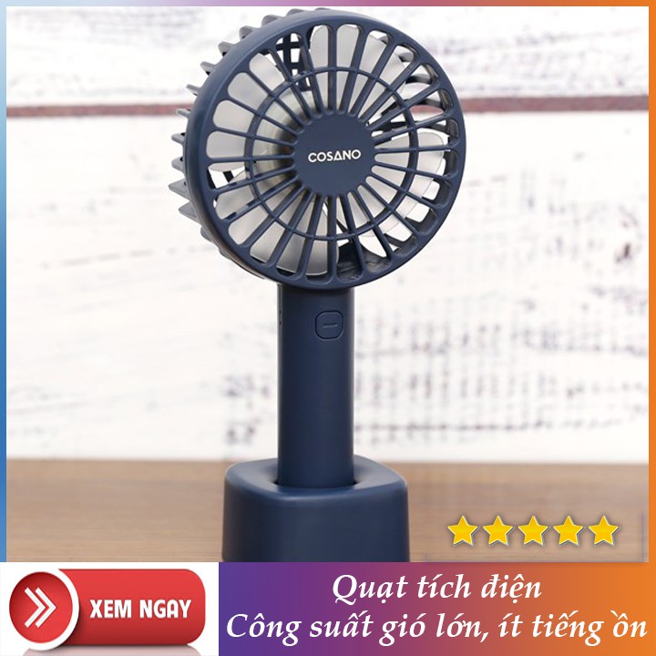 Quạt sạc mini để bàn COSANO loại tốt 3 chế độ gió siêu mát, pin trâu màu xanh
