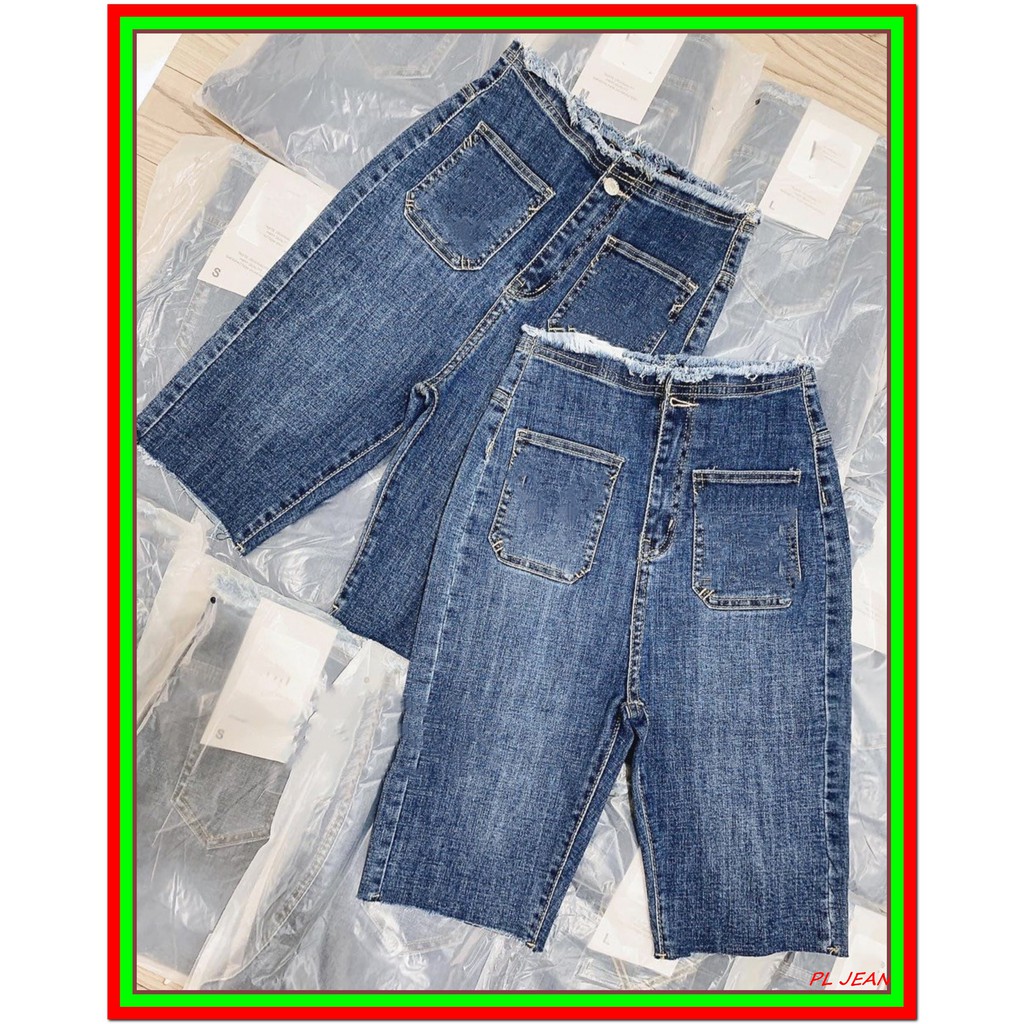 Quần jean nữ LỬNG TÚI BẦU LƯNG TUA RUA siêu đẹp màu xanh  siêu đẹp -1GG4