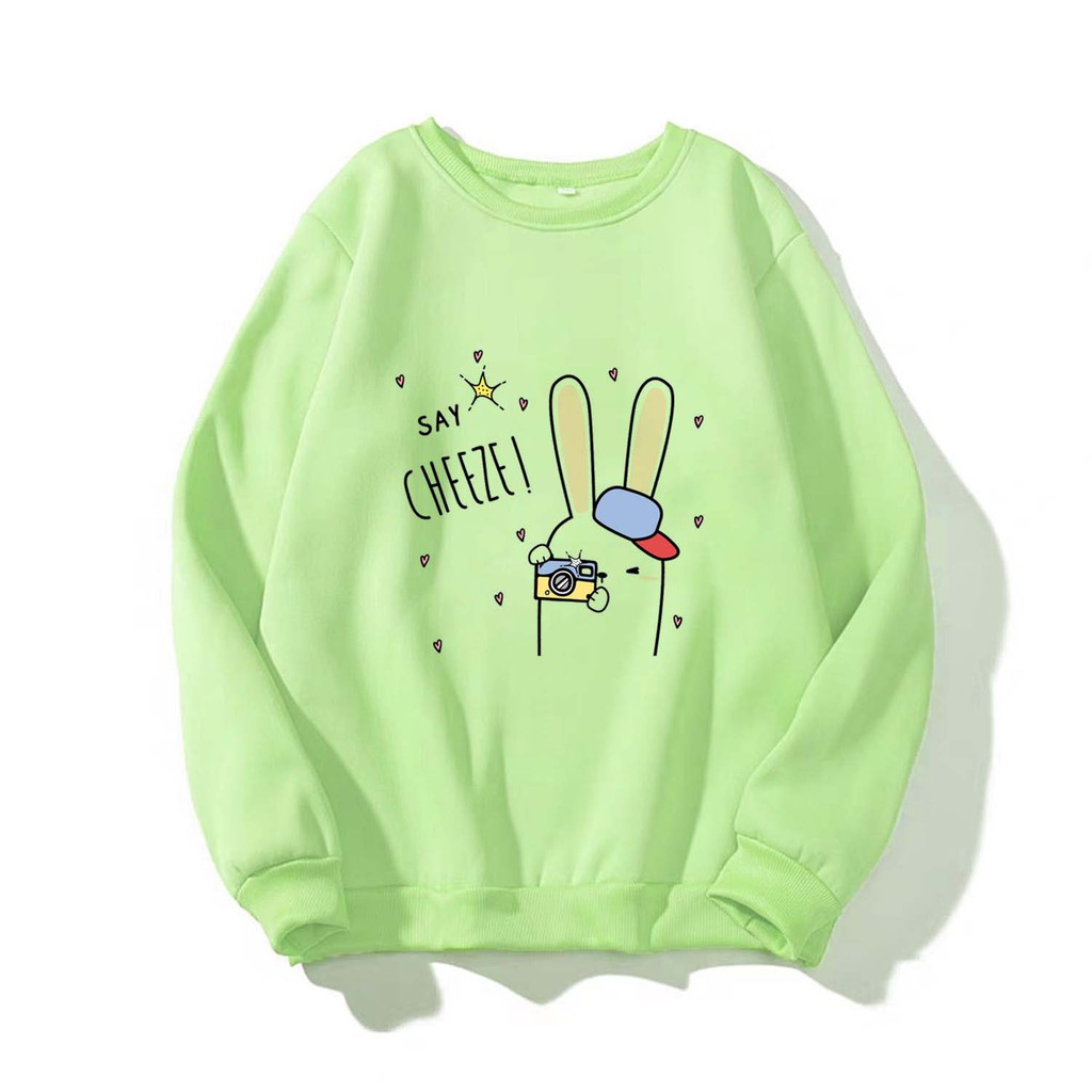 Áo Sweater nam nữ in hình Say Cheeze dễ thương, kiểu hoodie chui đầu thích hợp làm áo cặp ANNGO- DS97