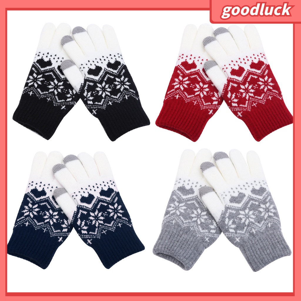 1 Đôi Găng Tay Dệt Kim Dày Dặn Chống Gió Thời Trang Thu Đông Cho Nữ