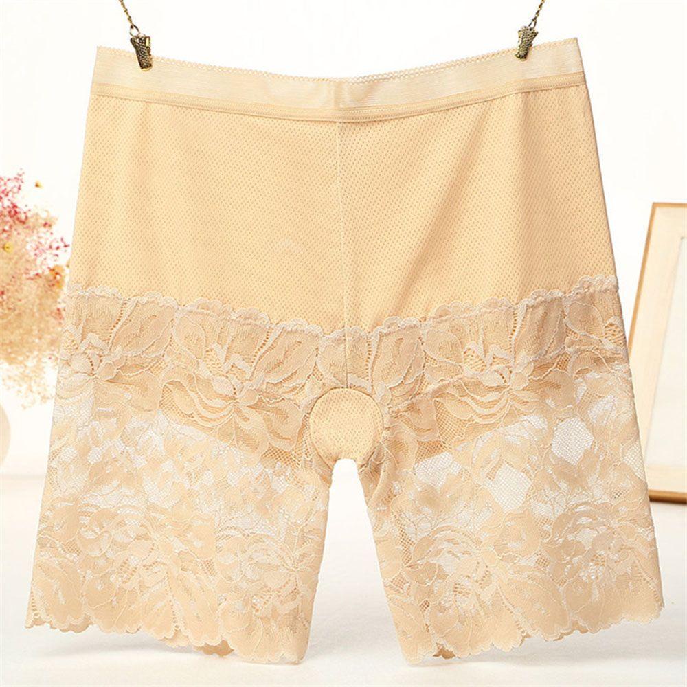 Quần Short An Toàn Eo Cao Bằng Lụa Mát Phối Ren Hoa Thời Trang Dành Cho Nữ