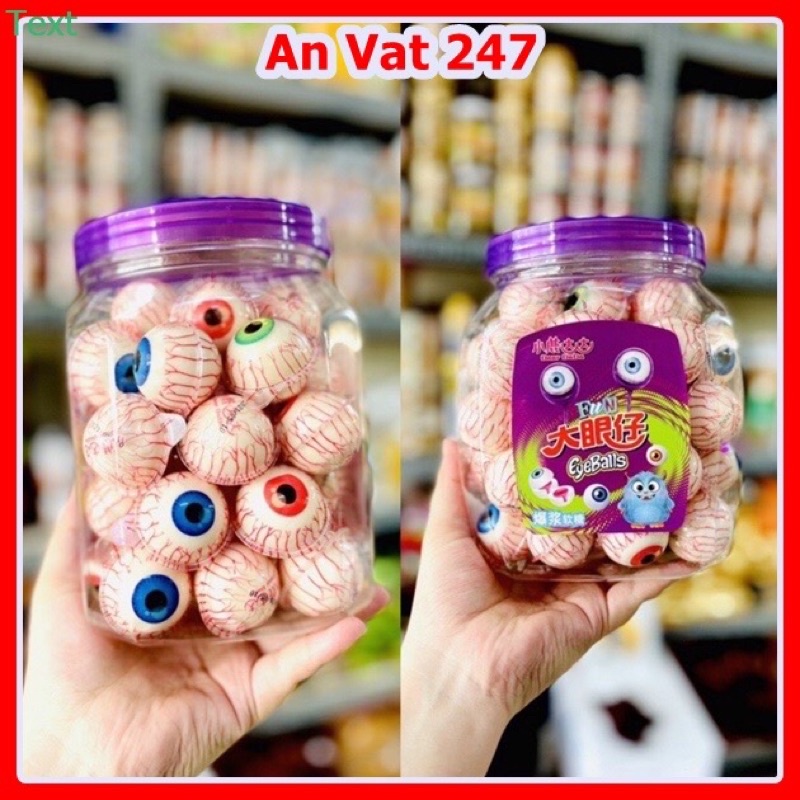 1hộp 50 kẹo dẻo con mắt nhỏ có nhân tan chảy bên trong
