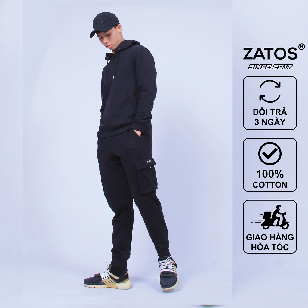 Bộ nỉ thể thao áo hoodie, quần nỉ túi hộp ống côn thời trang năng động Zatos 10