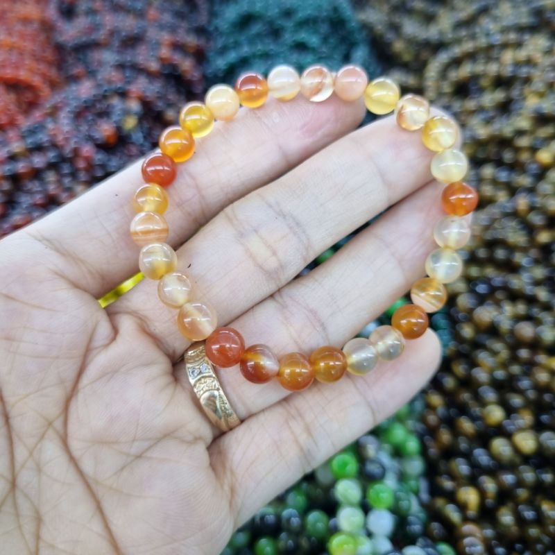 Vòng Tay Màu Vàng Cam M.Não Size Nhỏ Hạt 6mm