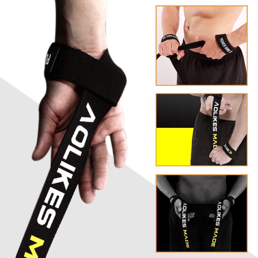 Dây kéo Lưng tập gym ⚡FREE SHIP⚡ Dây kéo tập xô lưng Lifting Straps AOLIKES (1 Đôi)