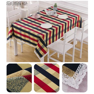 KB004 sọc caro Khăn trải bàn canvas cao cấp SISTER'S dày mịn sọc caro xanh đỏ vàng trang trí bàn ăn