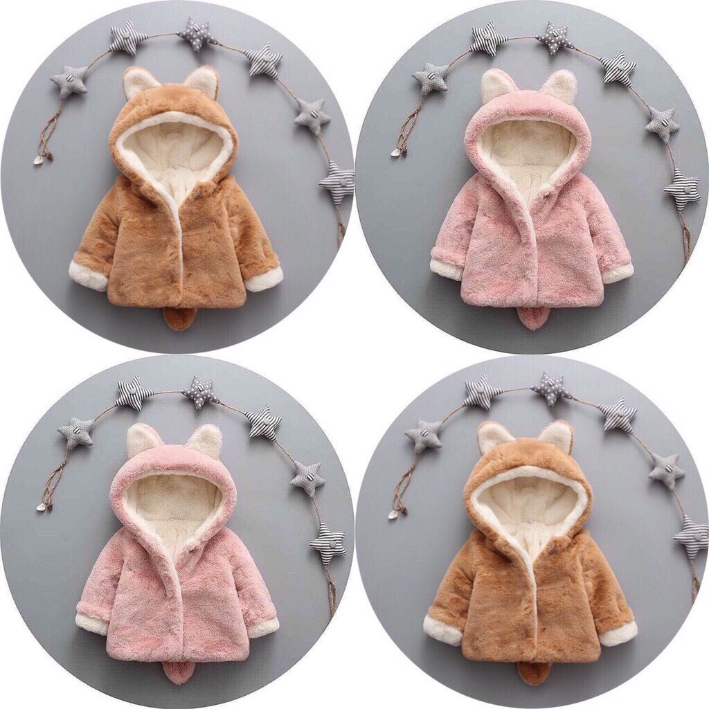 Áo Khoác Lông Chồn Mềm Mịn Cho Bé Trai Bé Gái 0-4 tuổi Baby Dreams