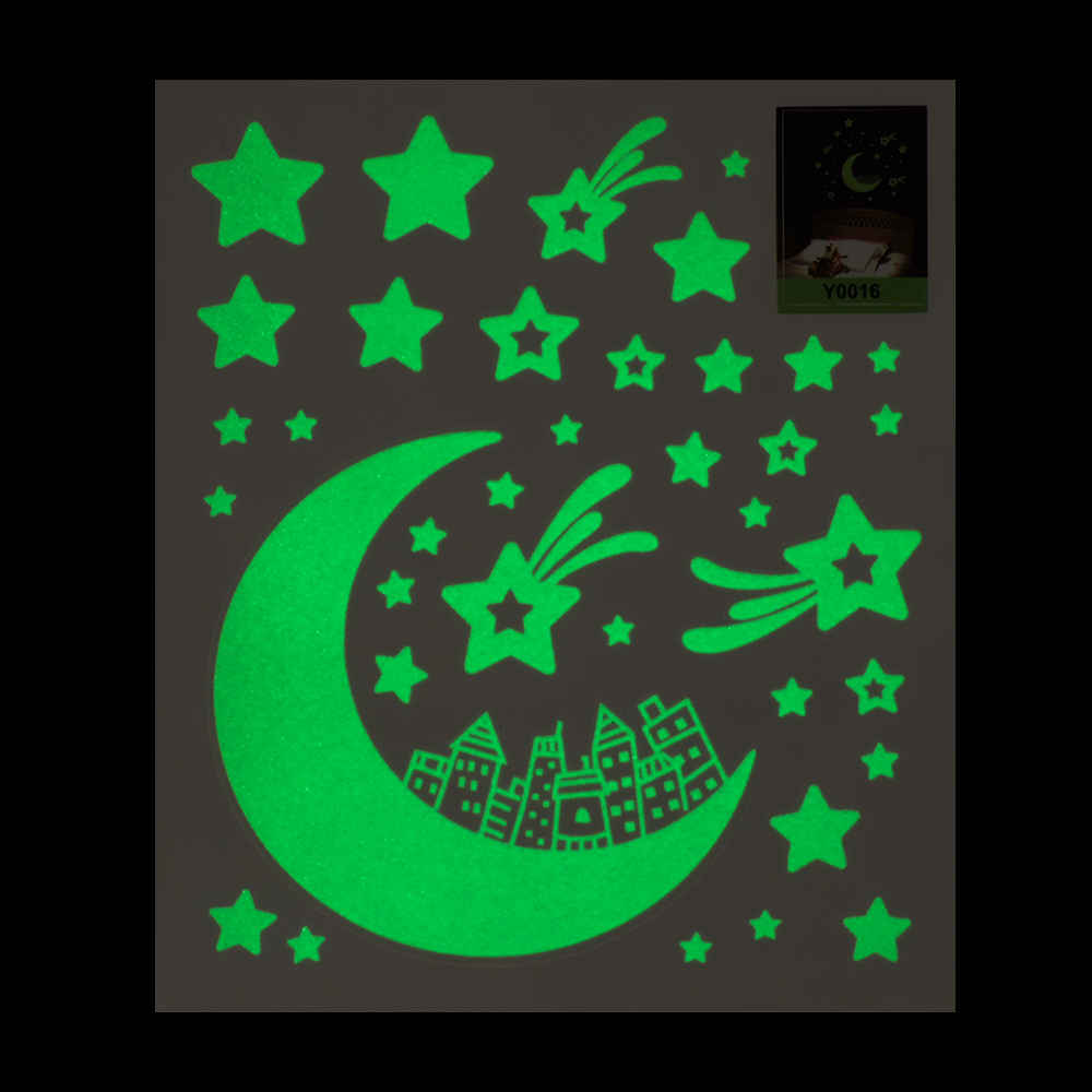 Miếng Dán Tường Dạ Quang Hình Ngôi Sao Và Mặt Trăng