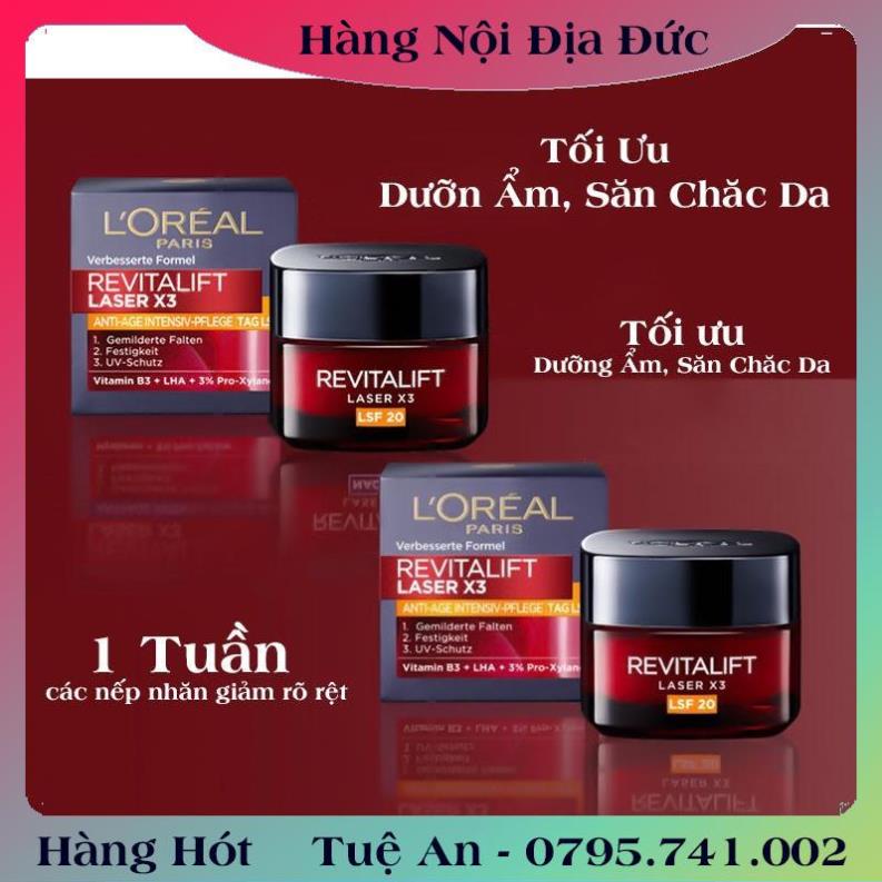 KEM DƯỠNG DA CHỐNG LÃO HÓA – GIÚP MỜ THÂM NÁM LOREAL REVITALIFT LASER X3, 50ML Nội địa Đức Đủ Bill  .