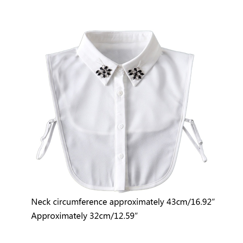 Cổ Áo Sơ Mi Giả 10mk Đính Đá Hình Bướm Màu Trắng / Đen Có Thể Tháo Rời Cho Nữ
