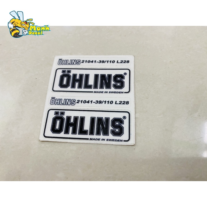 2 tem logo sticker ohlins in decal trong dán phuộc lò xo